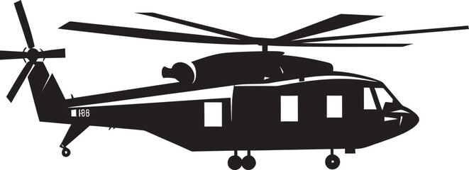 Battle Ready Whirlybird Black Logo Icon Defensive Gunship Military Helicopter Emblem