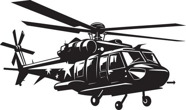black helicopter with stars, side view clip art preview