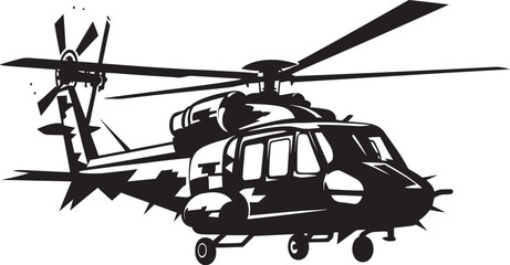 Fototapeta premium Strategic Chopper Vector Black Logo Emblem Combat Copter Army Helicopter Vector Icon