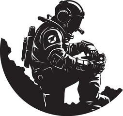 Zero Gravity Explorer Astronaut Vector Icon Orbital Voyager Black Astronaut Emblem