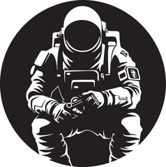 Galactic Explorer Astronaut Emblem Design Space Explorer Astronaut Emblematic Vector