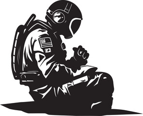 Interstellar Adventurer Black Space Logo Zero Gravity Explorer Astronaut Vector Icon