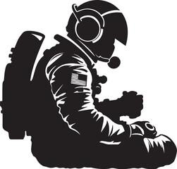 Fototapeta premium Galactic Trailblazer Astronaut Helmet Symbol Interstellar Adventurer Black Space Logo