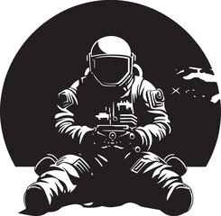 Cosmos Trailblazer Black Helmet Logo Galactic Explorer Astronaut Emblem Design