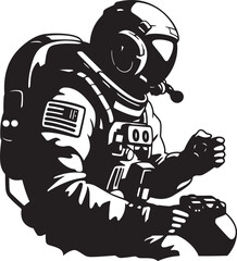 Cosmic Explorer Astronaut Vector Emblem Space Pioneer Black Helmet Logo Icon