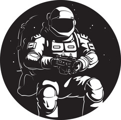Galactic Pathfinder Black Vector Logo Celestial Trailblazer Astronaut Symbol