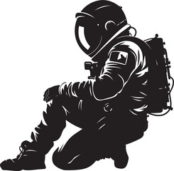 Celestial Explorer Astronaut Emblematic Design Zero Gravity Trailblazer Black Space Logo