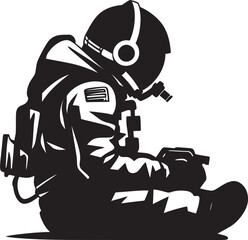 Cosmic Explorer Astronaut Vector Emblem Space Pioneer Black Helmet Logo Icon