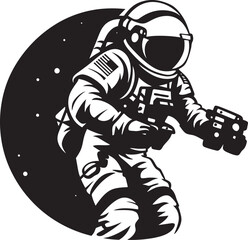 Cosmic Explorer Astronaut Vector Emblem Space Pioneer Black Helmet Logo Icon