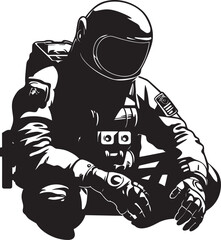 Stellar Navigator Vector Spacesuit Icon Celestial Explorer Astronaut Emblematic Design