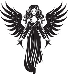 Seraphic Radiance Angel Wings Emblem Heavenly Grace Vector Angelic Logo