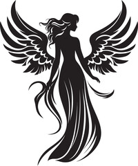 Celestial Grace Angel Wings Emblematic Icon Divine Serenity Black Angel Logo Design