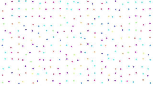 2D animation of colourful random moving and rotating small square shape pattern on white background, perfect animation for web and presentations, 4K abstract live wallpaper