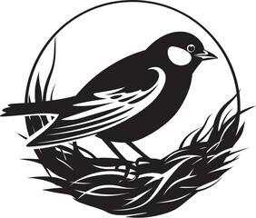 NestCraft Avian Artistry Emblem Weaver Wings Black Bird Nest Logo