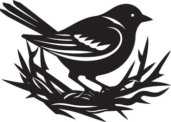 NestCraft Weaver Bird Icon Aerial Artistry Black Nest Emblem