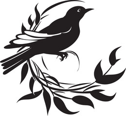 Weaver Wings Black Bird Nest Logo Feathered Nesting Vector Bird Icon