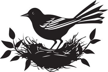 NestCraft Weaver Bird Icon Aerial Artistry Black Nest Emblem