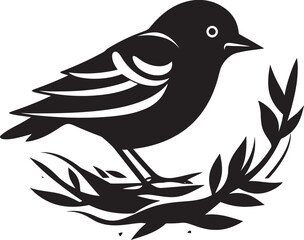 Feathered Nesting Vector Bird Icon Nest Creator Black Bird Emblem