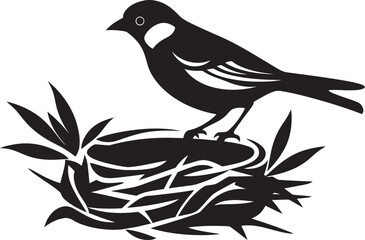 Crafted Perch Vector Nest Logo Aviary Maven Black Bird Nest Icon