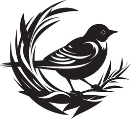 Avian Artistry Black Nest Logo Design Weaver s Wings Vector Nest Symbol