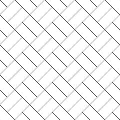 Brick parquet seamless pattern. Repeating rectangles slab surface. Tiling repeat floor. Repeated paving grid for design prints. Black masonry plank isolated on white background. Vector illustration - obrazy, fototapety, plakaty
