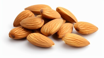 Almond nuts isolated on white background. Close-up image.