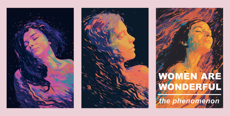 Women Are Wonderful - Set of Woman Overlay for Beauty Banner, Cover, Poster, Web, Promo, Card Decoration