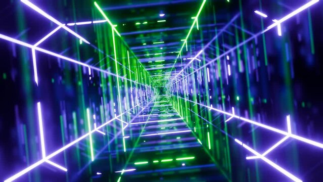 Incredible cyber geometric neon geometric animation