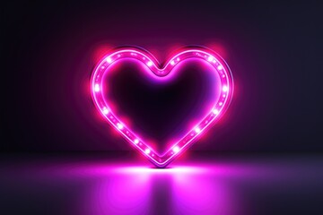 Neon tube heart on dark background