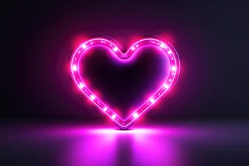 Fotobehang Neon tube heart on dark background © InfiniteStudio