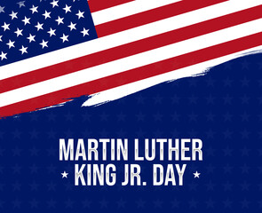 Celebrating MLK Day with American flag and brush strokes. Patriotic backdrop of Martin Luther King Jr Day. Honoring the dream