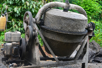 Close up photo of a large and sturdy building material mixer