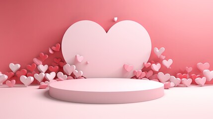 Empty podium with a Valentine's theme for product placement, suitable for your Valentine's advertising