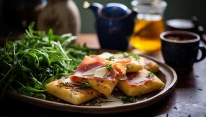 Freshness on a plate gourmet meal, healthy eating, homemade appetizer generated by AI