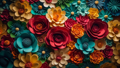 Nature backdrop of multi colored flowers creates a beautiful abstract illustration generated by AI