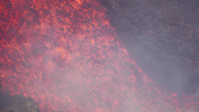 Etna Eruption in Sicily. Lava flow 