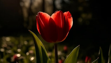 Vibrant tulip blossom brings natural beauty to the meadow generated by AI