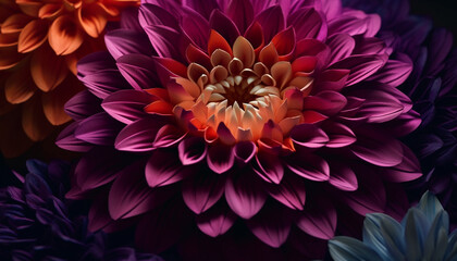Purple dahlia blossom, vibrant colors, beauty in nature generated by AI