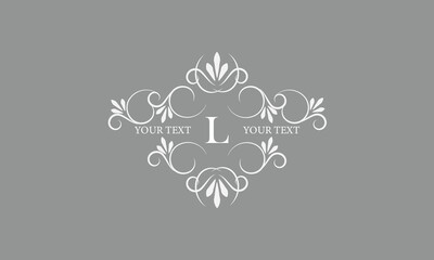 Decorative monogram design with letter L in the center. Luxury logo for sign, restaurant, boutique, cafe, hotel, heraldry, jewelry, fashion