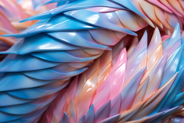 Dragon's Tail Scales in Iridescent Blue Hues Close-Up