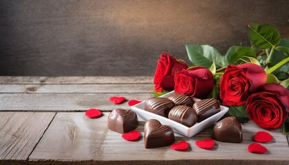 Red roses and chocolates for valentine's day