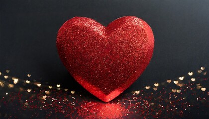 Fototapeta premium Heart for valentines. Red on black