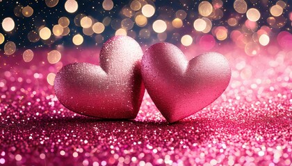 Fototapeta premium Sparkling pink hearts for valentines