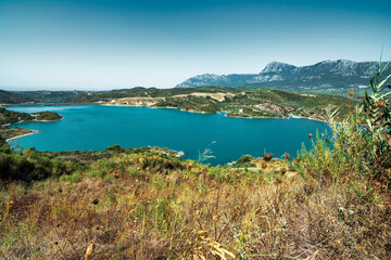 Christianoupolis dam water reservoir in Messenia, Greece