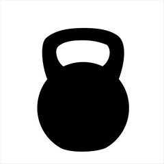 Kettlebell icon isolated on white background. Black classic kettlebells collection. Weight-lifting symbol. Sport equipment. Vector illustration. 