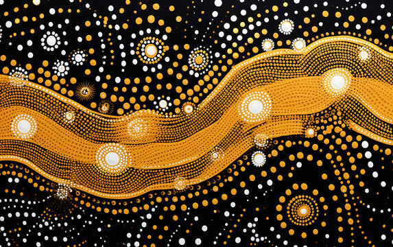 arte abstrato dourado com preto aborigene