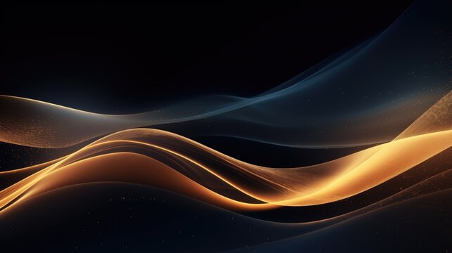 abstract space lines background rainbow lighting, stock footage, in the style of dark orange and dark aquamarine, light navy and gold, generative AI. golden lines