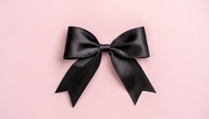 Colorful black bow on pink background