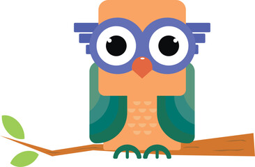 Cute owl character, vector illustration