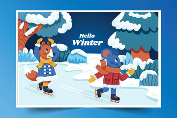flat background winter season design vector illustration